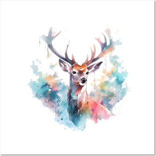 deer watercolor Posters and Art